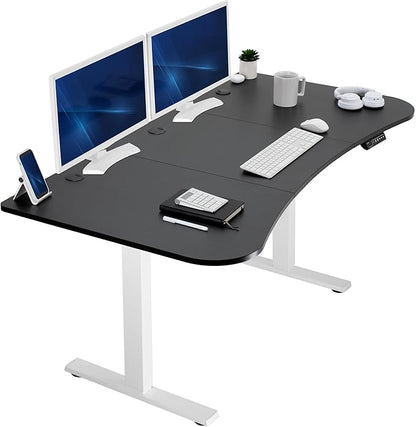 VIVO Electric 63 x 32 in Standing Desk, Memory Height Adjustment, 1B Series, Black Top White Frame, DESK-KIT-1W1B