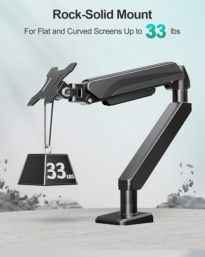 MOUNT PRO Ultrawide Single Monitor Arm for 22"- 42" Screens, Monitor Desk Mount Stand Holds 4.4-33 lbs, Heavy Duty Height Adjustable Vesa Mount, with C Clamp & Grommet Base
