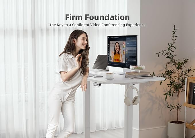 YDN Standing Desk, Electric Adjustable Height 48 Inchs Stand up Desk, Sit Stand Home Office Desk with Splice Board, White Top