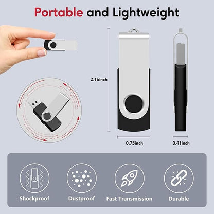 AreTop 16GB Flash Drive 100 Pack, USB 2.0 Swivel Thumb Drives Bulk USB Memory Stick Jump Drive Flash Drives Bulk (100 Pack 16GB,Black)