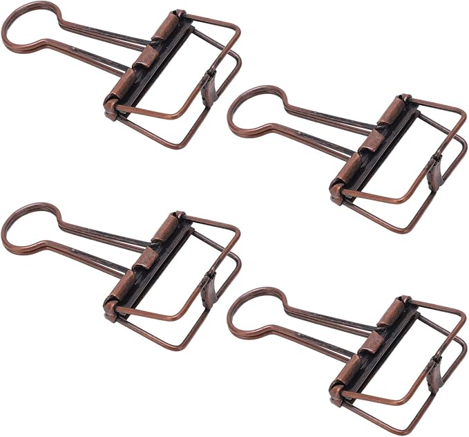 Clips 32mm Metal, 50 Pieces Strong Clamping Force, Hollow Design, Bronze - Assorted Sizes, Medium Shaped Paper Clips, Cute Office and School Supplies (Purple Bronze)
