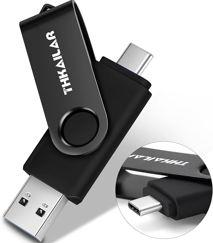 Thkailar 1TB USB 3.1 Flash Drive,2-in-1 USB A & Type-C Memory Stick, High-Speed Jump Drive, USB C Thumb Drive for Data Storage, Compatible with Samsung, Mac, PC, iPhone 15/16, Smartphones (Black)