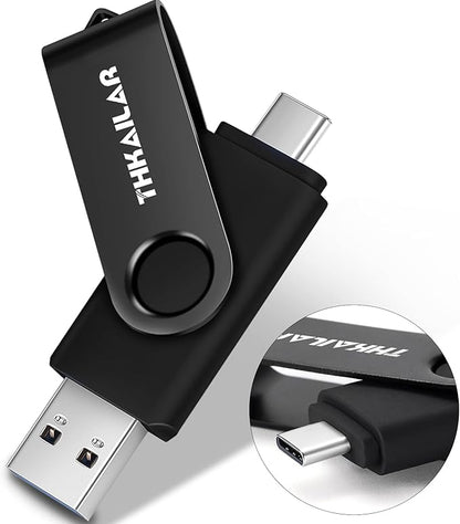 Thkailar 1TB USB 3.1 Flash Drive,2-in-1 USB A & Type-C Memory Stick, High-Speed Jump Drive, USB C Thumb Drive for Data Storage, Compatible with Samsung, Mac, PC, iPhone 15/16, Smartphones (Black)