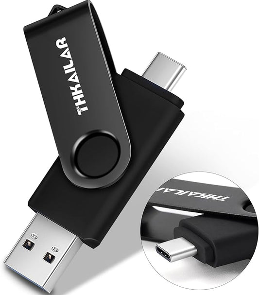 Thkailar 1TB USB 3.1 Flash Drive,2-in-1 USB A & Type-C Memory Stick, High-Speed Jump Drive, USB C Thumb Drive for Data Storage, Compatible with Samsung, Mac, PC, iPhone 15/16, Smartphones (Black)