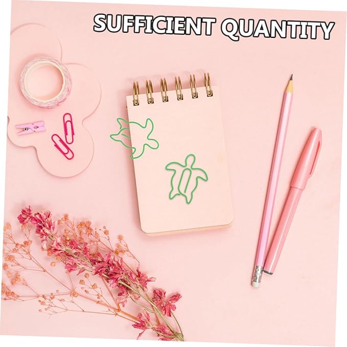 Zerodeko 120pcs Sea Turtle Paperclips Metal Animal Shaped File Clamps Non-Slip Decorative Turtle Clips for Organizing Documents Office School Supplies
