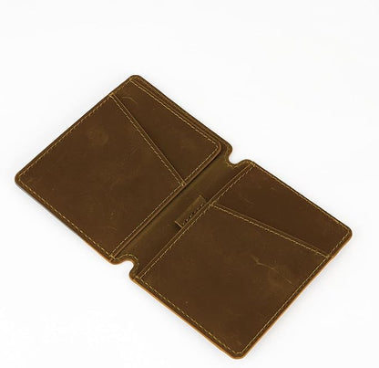 CLOUD Wallet Slim Minimalist — Magnetic Closure, Lightweight Design, Quick Access Pull Tab - Top Grain Leather Front Pocket Wallet (Light Brown)
