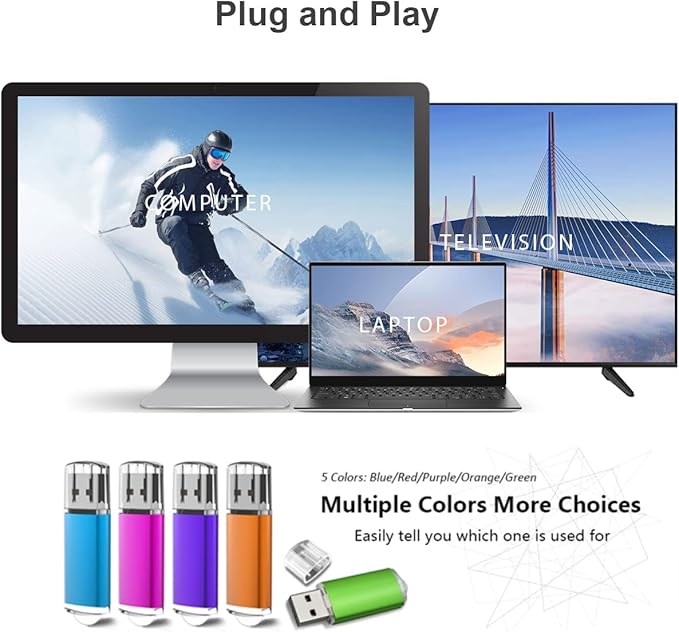 8GB USB Flash Drive K&ZZ 5 Pack Memory Sticks USB 2.0 Thumb Drive Easy-Storage Gig Stick Pen Drive Flash Stick Zip Drive Jump Drive for PC Laptop, Multicolored
