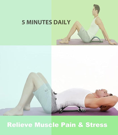 Lumbar Back Pain Relief Device, Lumbar Back Stretcher, for Lower and Upper Back Massager and Support,Lumbar Support for Office Chair (Green)