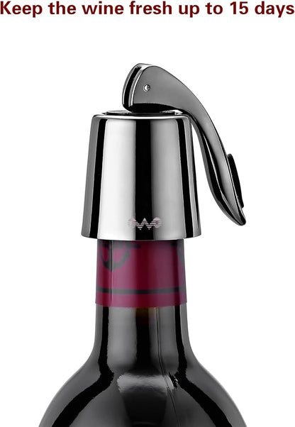OWO Stainless Steel Wine Bottle Stopper, Reusable Wine Saver with Silicone Seal, Decorative Bottle Sealer, Keeps Fresh (Triple colors, 3 Pack)