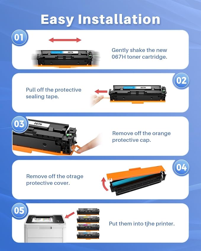 INK4U 067H Toner Cartridge Set Compatible Replacement for Canon CRG-067H 067 Toner Work with imageCLASS MF654Cdw MF656Cdw MF653Cdw LBP633Cdw LBP632Cdw Printer (4 Pack,BK/C/M/Y)