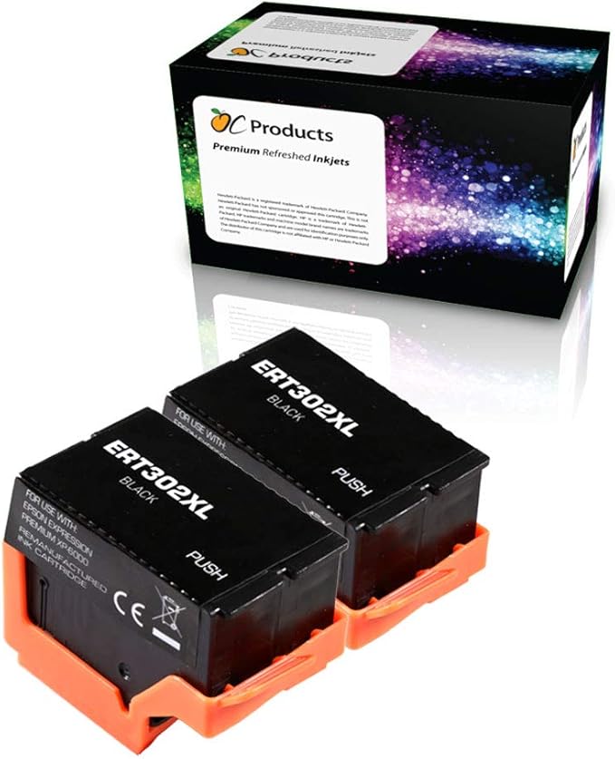 Remanufactured Ink Cartridge Replacement 2 Pack for Epson 302 302XL for Expression Premium XP-6000 XP-6100 (Black)