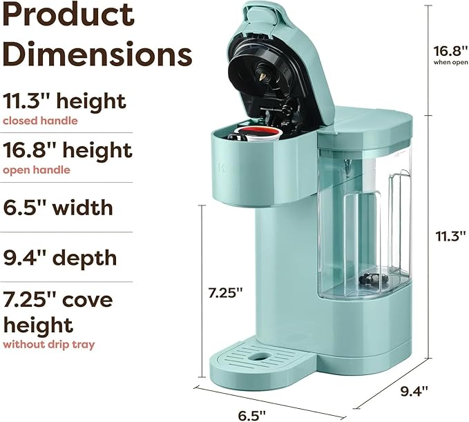 KeurigK K-Express Essentials Single-Serve KCup Pod Coffee Maker 3 Cup Sizes Fast Fresh Brew 30oz Removable Water Reservoir Travel Mug Friendly Maintenance Alert Space-Saving (Seafoam Green)