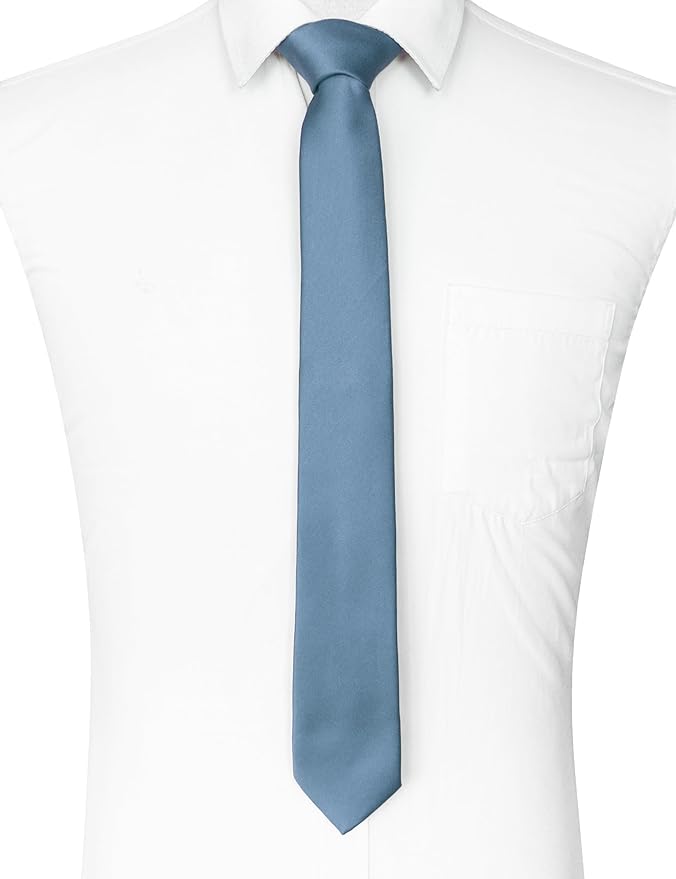 RBOCOTT 2.4“ Solid Color Skinny Tie Business Wedding Necktie for Men(6cm)