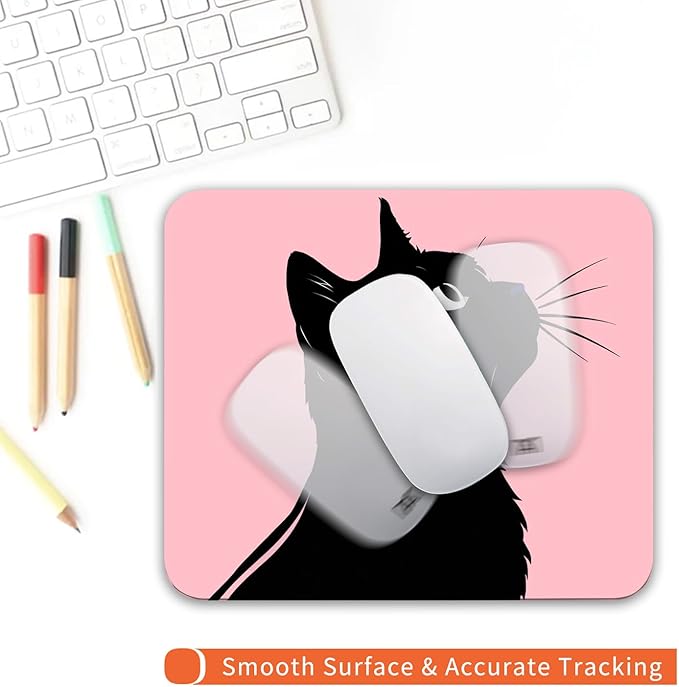Square Mouse Pad Cat,Personalized Premium-Textured Custom Mouse Mat Design,Washable Mousepad Lycra Cloth,Non-Slip Rubber Base Computer Mouse Pads for Wireless Mouse