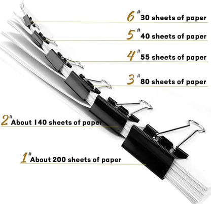 300 Pack Binder Clips Paper Clamps Assorted Sizes (Black), Jumbo, Large, Medium, Small, Mini and Micro, 6 Sizes for Office, School and Home