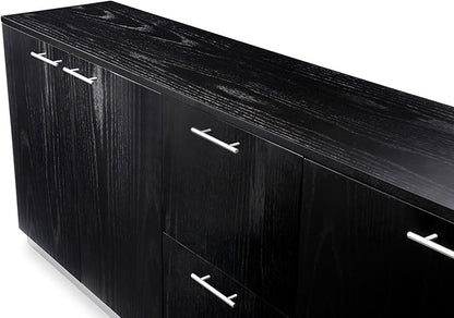 ZURI Furniture Reagan Modern Polished Storage & Filing Cabinet Credenza - Black