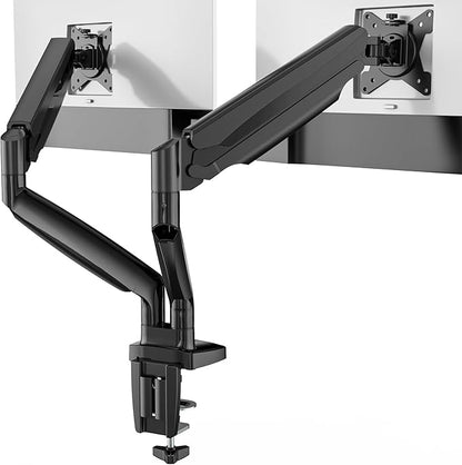 Dual Monitor Mount Heavy Duty Monitor Arm for 2 Ultrawide Computer Monitors Adjustable Dual Monitor Stand Desk Mount Fits Screen up to 35 Inch, 26.4lbs Each,with C Clamp & Grommet Base,Black
