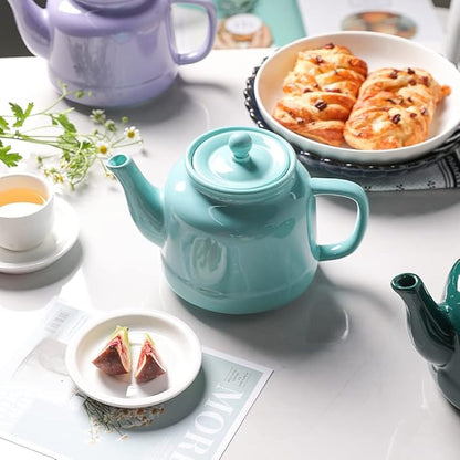 Sweejar 35 oz Porcelain Tea Pot, Teapot with Removable 18/8 Stainless Steel Infuser, Microwave & Dishwasher Safe Tea Maker, Tea Infuser Pots for Blooming loose Leaf Tea,Chrismas Women Gift (Turquoise)