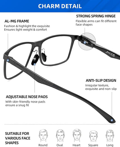JM Al-Mg Metal Blue Light Blocking Glasses Men Women Anti Blue-Light Computer Glasses, Relieve Eyestrain and Eye Protection