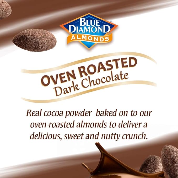 Blue Diamond Almonds Dark Chocolate Cocoa Dusted Snack Nuts, 100 Calorie Packs, (Pack of 1, 32 Count Toal)
