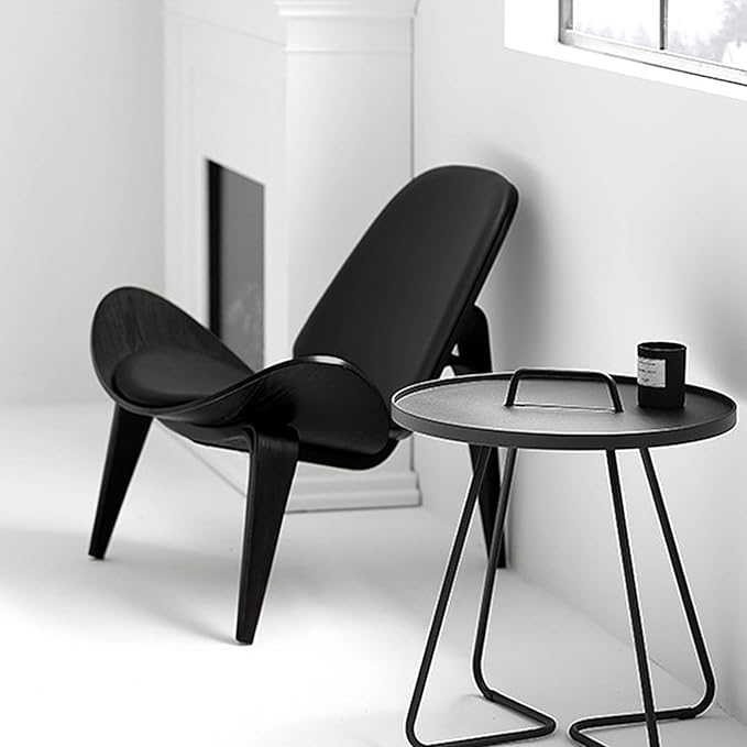 OAKHAM Comfy Shell Chair, Mid Century Modern Accent Chair for Living Room and Bedroom with Protective Foot Pads, Ergonomic (Ebony Black)