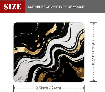 Square Mouse Pad Black White Marble, Personalized Premium-Textured Custom Mouse Mat Design, Washable Mousepad Cloth, Non-Slip Rubber Base Computer Mouse Pads for Wireless Mouse