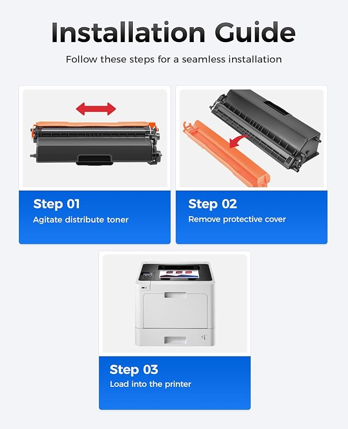TN433 Toner Cartridge Set 4-Pack (with chip) Compatible Replacement for Brother TN436 TN431 TN-433 TN-436 TN-431 Toner for MFC-L8900CDW HL-L8360CDW HL-L8260CDW MFC-L8610CDW MFC-L9570CDW Printer Ink