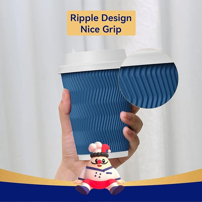 JOLLY CHEF 100 Pack Disposable Coffee Cups, 12oz To Go Paper Coffee Cups with Lids and Stirrers for Hot Beverage