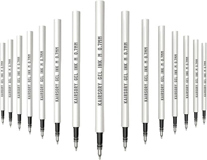 Black Gel Pens, Retractable Gel Ink Refills Bulk for Twist Pens, Fine Point 0.7mm Ink, Smooth Writing Retractable Click Refills(15 Pcs Black Ink-0.7mm)