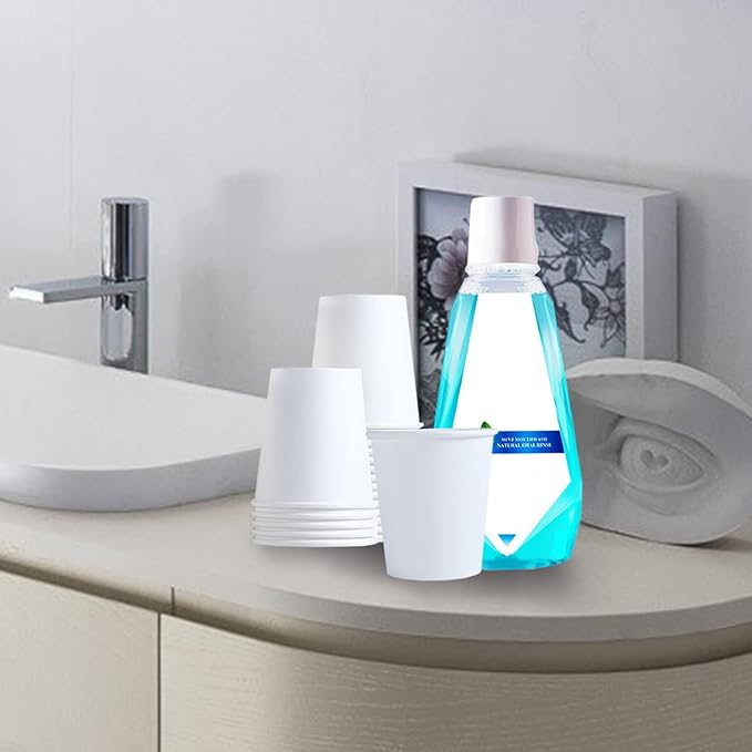 Lamosi 100 Pack 5 oz Paper Cups, Disposable Small Bathroom Cups 5oz, Mini Espresso Cups for Mouthwash, Travel, Party, Picnics, Home