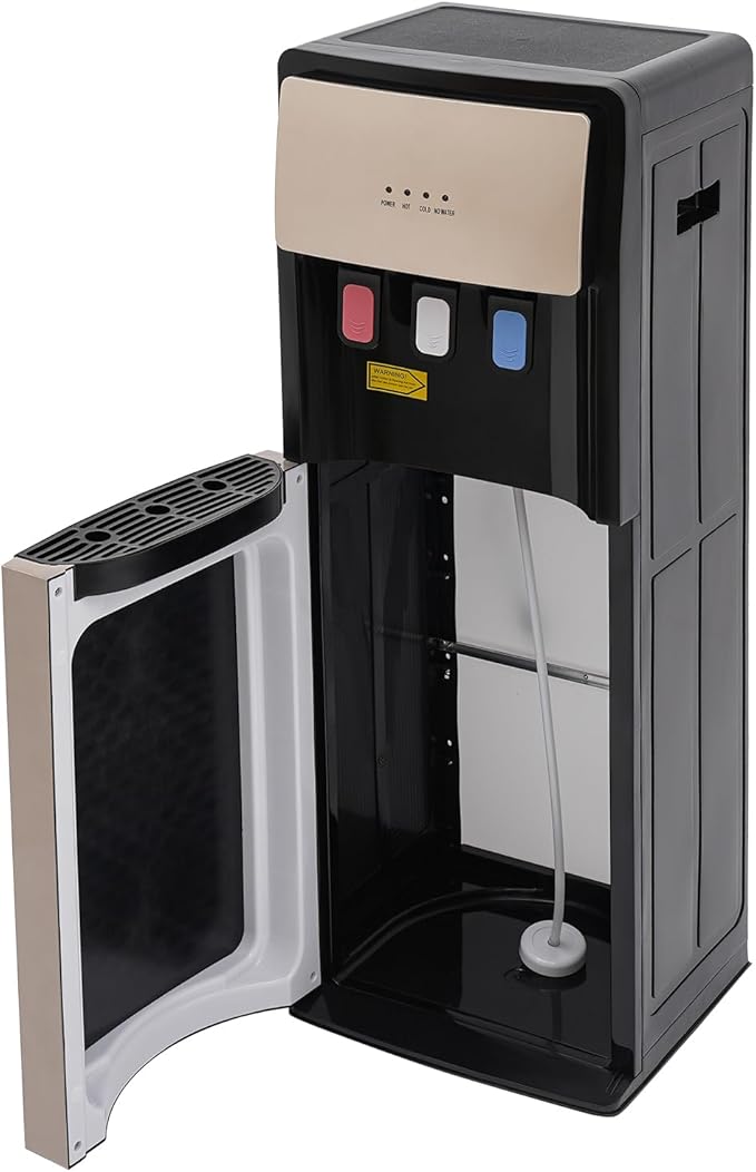 Bottom Loading Water Dispenser, 110V Hot & Cold Water Cooler Dispenser Standing Hot & Cold Water Dispenser with 3 Temperature Settings for Home, Kitchen, Office (Champaign Gold)