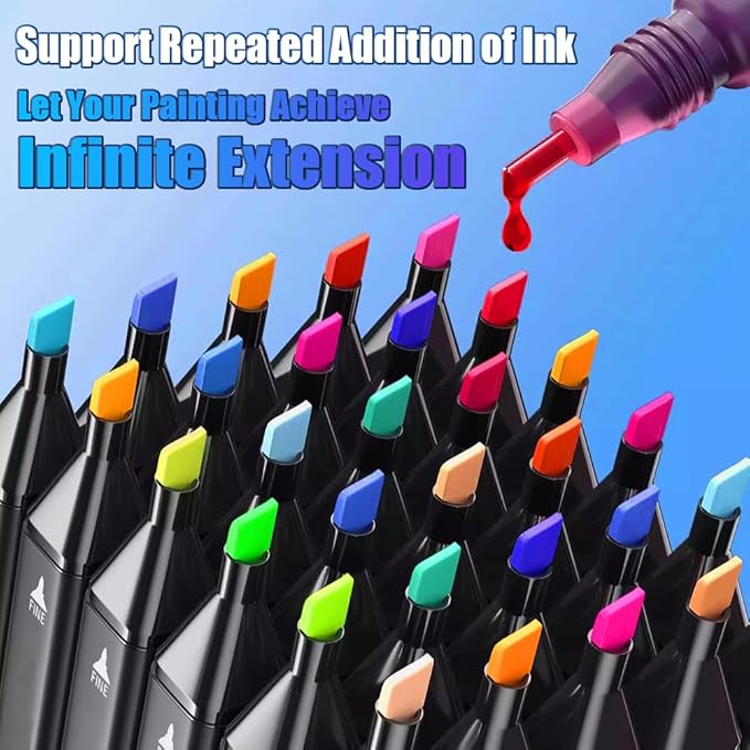 Alcohol Markers 168 Colors with Base Dual Tip Art Drawing Markers for Anime Sketch Illustrations - Refillable