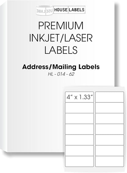 400 Sheets; 5,600 Labels of HouseLabels 14-UP, Address/Mailing Labels (4.0" x 1-1/3") - BPA Free!