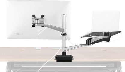 Vari Monitor Arm & Laptop Stand - VESA Compatible Mount with 360 Degree Rotation & 15" Laptop Stand with Adjustable Height, Monitors up to 27 inches, 19.8 lbs Capacity - Single Monitor & Laptop Holder