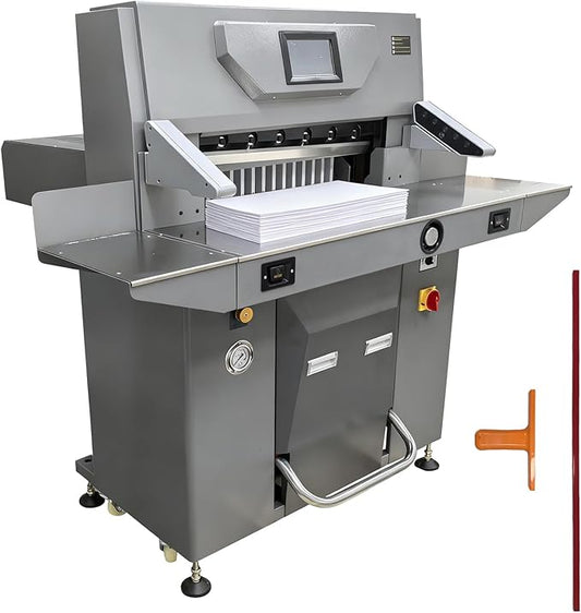TECHTONGDA 220V Electric Hydraulic Paper Cutter 3.94in Cutting Thickness, 26.4in Cutting Width, Professional Paper Cutting Machine with Dual Hydraulic System & Micro-Adjustment Handwheel