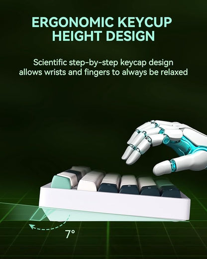 LEOBOG HI75C Pro Gaming Keyboard, RGB Backlit Bluetooth/USB-C/Wireless Mechanical Keyboard, Hot Swappable Creamy Keyboards for PC/MAC/Windows Gamer - Ice Vein Switch, Green