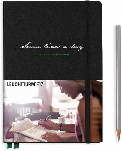 LEUCHTTURM1917 - Some Lines A Day - 5 Year Memory Notebook - Hardcover Journal 366 Pages for 5 Years of Entries (Black)