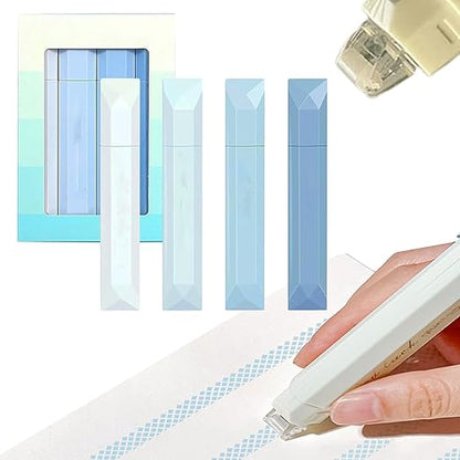 Double Sided Tape Pens, 2026 New Scrapbooking Double Sided Tape Roller, 4-Pack Smooth Craft Adhesive Glue Runner for Scrapbooking, Gift Wrapping, Photo Mounting, School Office & Crafts (Blue)