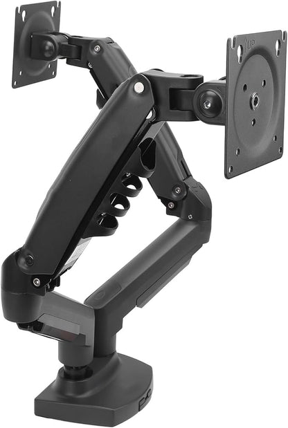 Zunate Adjustable Double Screen Stand for 17-27inch Screens, Telescopic Rotating Desk Mount for Gaming and Work, Aluminum Alloy Material