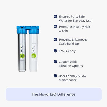 NuvoH2O 2-Stage Citrus, Salt-Free Water Filter System + Water Softener and Carbon Filter – Healthy & Pure Water – Removes Hard Water Build Up (Home Duo System)