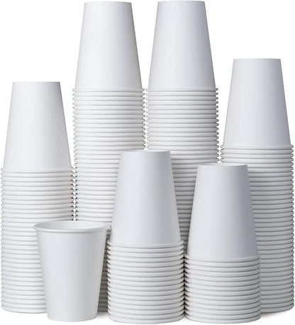 MATICAN Disposable Coffee Cups, 200-Pack 8-oz Bulk Paper Cups for Hot or Cold Drinks, White Cups for Office, Parties, and To-Go Use (No Lids)