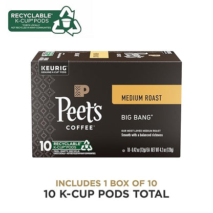 Peet's Coffee, Medium Roast Keurig K-Cup Pods - Big Bang 10 Count (1 Box of 10 Pods)