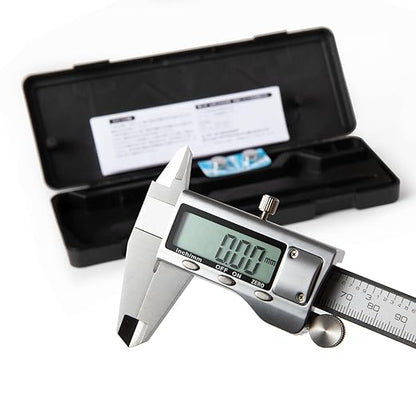 All-Metal Digital Caliper 0-6"Measuring Tool, Micrometer Caliper with Auto-Off Feature, Interchangeable Between inches and millimeters for DIY/Household and 3D Printing