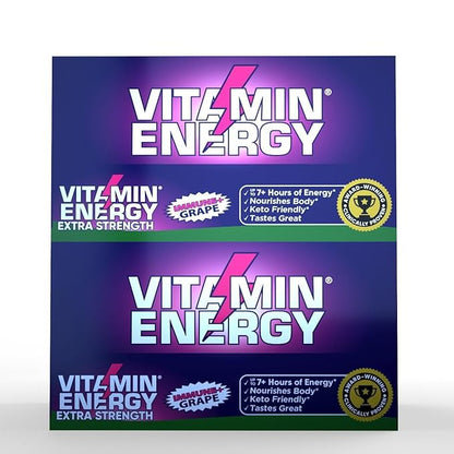 Vitamin Energy Immune+ Extra Strength Energy Shot Grape 8 Pack, 260mg Natural Caffeine, B-Vitamins, Citicoline, Green Tea, Immunity & Focus Support, Zero Sugar, Gluten-Free 1.93 fl oz