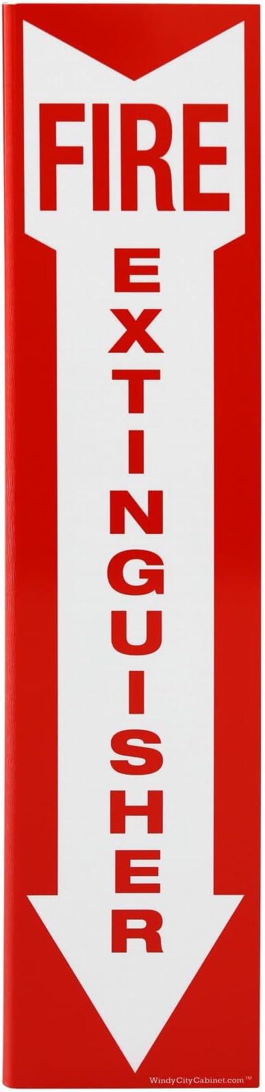 Fire Extinguisher Mount & Sign - Red Cabinet with Door - 22 Gauge Steel, Powdercoat Finish, Metal Handle, Universal Wall Mountability - 5-10 lb. Capacity - Made in USA - Extinguisher Not Included