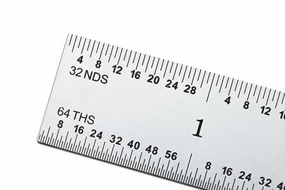 PEC Tools 18" Flexible Mechinist Ruler, High-Quality Carbon Steel with Satin Chrome Finish, 3R Graduation (1/32", 1/64", 1/10", 1/50"), Fully Hardened and Tempered, Made in USA