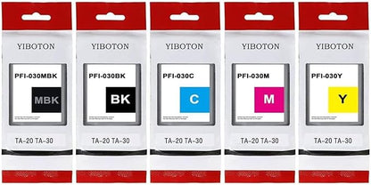 High Yield PFI-030 PFI030 Ink Cartridges Replacement for Canon PFI-030MBK PFI-030BK PFI-030C PFI-030M PFI-030Y Ink Tank Cartridge Compatible for Canon ImagePrograf TA-20 TA-30 Printer