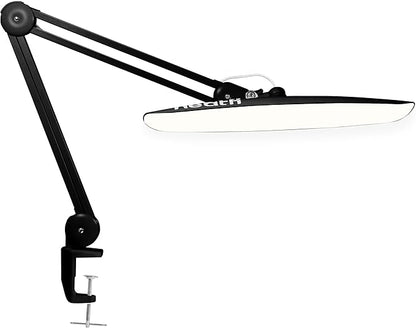 Neatfi XL LED Desk Lamp with Clamp, 2200 Lumens, 20W, 20-Inch Wide Head, Dimmable 4 Brightness Levels, 3 Color Modes 3000K–6000K, Task Light for Home Office, Crafts, Workbench (CCT, Black)