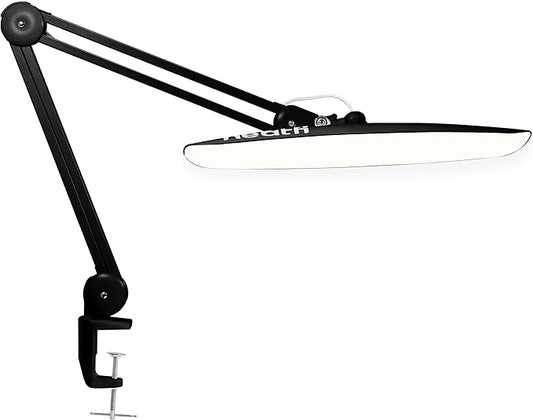 Neatfi XL LED Desk Lamp with Clamp, 2200 Lumens, 20W, 20-Inch Wide Head, Dimmable 4 Brightness Levels, 3 Color Modes 3000K–6000K, Task Light for Home Office, Crafts, Workbench (CCT, Black)