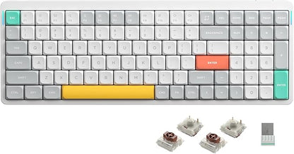 nuphy Air96 V2 Wireless Mechanical Keyboard,100 Keys RGB Backlit Keyboard,Supports Bluetooth 5.1,2.4G and Wired Connection,for PC/Laptop/Windows/Mac -White Gateron Brown Switch